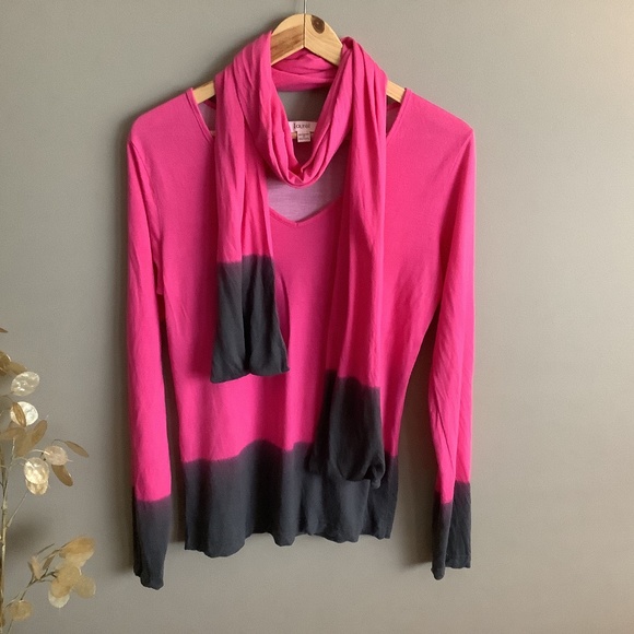 Laurel Tops - Laurel - Pink/ grey top with matching scarf